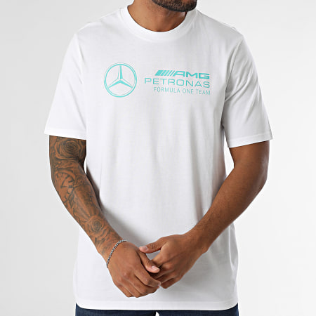 Adidas Performance - Tee Shirt AMG Mercedes JV5456 Blanco Azul Turquesa