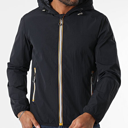 Kymaxx - Coupe-Vent Zippé Capuche Bleu Marine