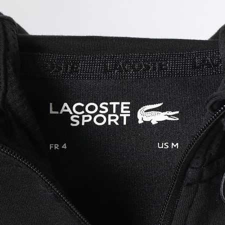 Lacoste - Sweat Zippé Capuche Logo Brodé Crocodile Noir
