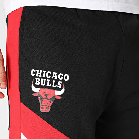 New Era - Pantalones Cortos de Jogging A Rayas NBA Panel Chicago Bulls 60596242 Negro