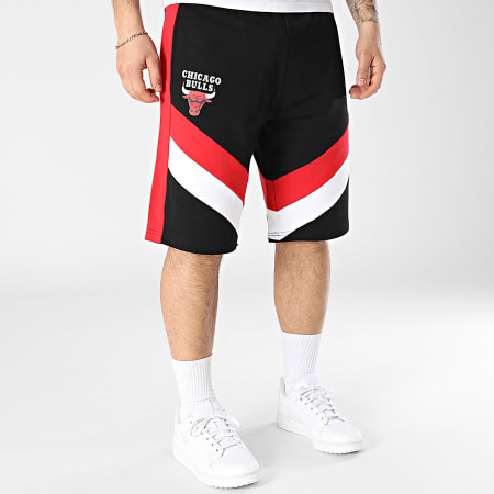 New Era - Pantalones Cortos de Jogging A Rayas NBA Panel Chicago Bulls 60596242 Negro