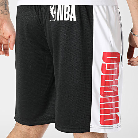 New Era - Pantalones Cortos de Jogging A Rayas NBA Graphic Mesh Chicago Bulls 60596422 Negro Blanco