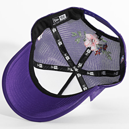 New Era - Casquette Trucker Flower Los Angeles Lakers Violet Blanc
