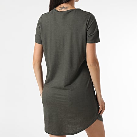 Only - Robe Tee Shirt Femme Birdie Vert Kaki Foncé