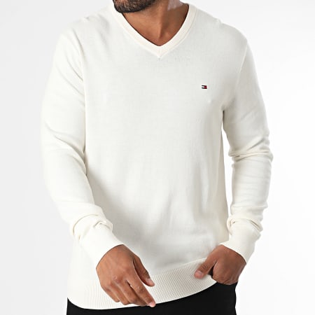Tommy Hilfiger - Pull Col V Essential Cotton 4745 Beige