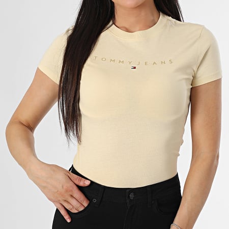 Tommy Jeans - Tee Shirt Femme Tonal Linear 0315 Jaune Clair