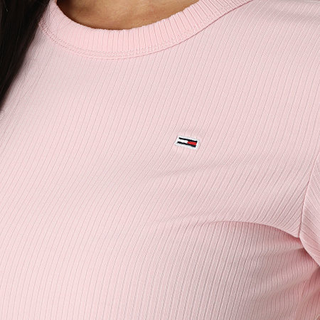 Tommy Jeans - Robe Longue Tee Shirt Femme Bodycon Midi 9721 Rose Clair