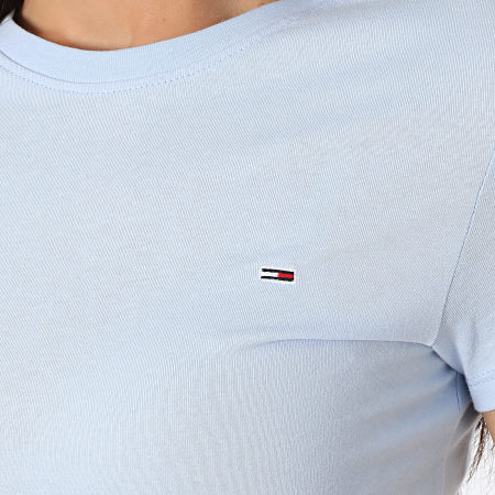Tommy Jeans - Lot De 2 Tee Shirts Slim Femme 1366 Blanc Bleu Clair