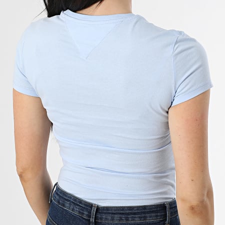 Tommy Jeans - Lot De 2 Tee Shirts Slim Femme 1366 Blanc Bleu Clair