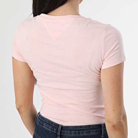 Tommy Jeans - Lot De 2 Tee Shirts Slim Col V Femme 1367 Blanc Rose Clair