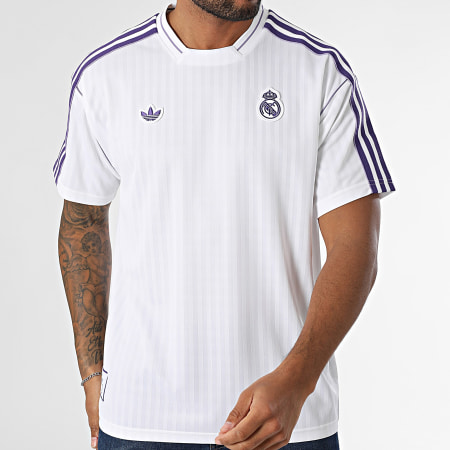 Adidas Originals - Tee Shirt A Bandes Real Madrid JF2581 Blanc Violet
