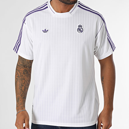 Adidas Originals - Tee Shirt A Bandes Real Madrid JF2581 Blanc Violet