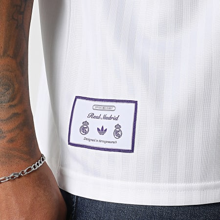Adidas Originals - Tee Shirt A Bandes Real Madrid JF2581 Blanc Violet
