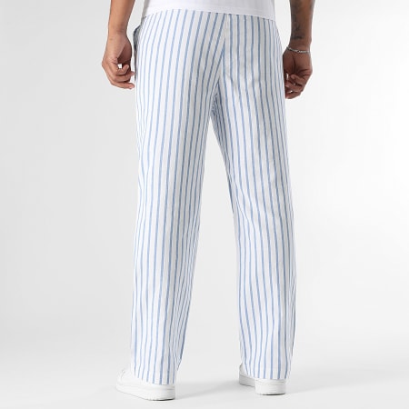 LBO - Pantalón Ancho A Rayas 3710 Azul Claro Blanco
