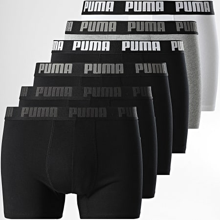 Puma - Lot De 6 Boxers 701227792 Blanc Gris Chiné Noir