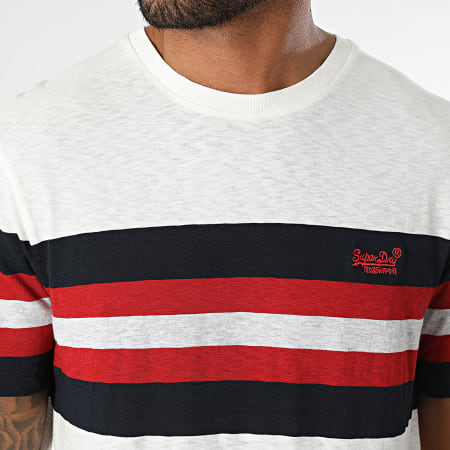 Superdry - Camiseta Essential Stripe M1012209A Blanco Azul Marino Rojo Gris