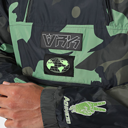 Vrunk - Ensemble Coupe-Vent Capuche Et Pantalon Jogging Camouflage Noir Vert