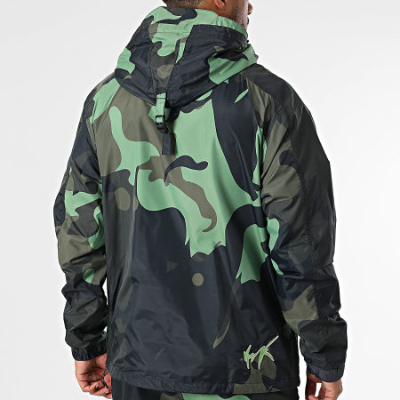 Vrunk - Ensemble Coupe-Vent Capuche Et Pantalon Jogging Camouflage Noir Vert