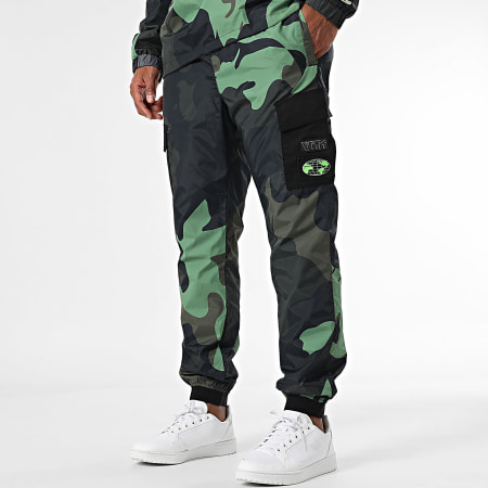 Vrunk - Ensemble Coupe-Vent Capuche Et Pantalon Jogging Camouflage Noir Vert