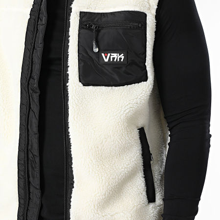 Vrunk - Veste Sans Manches Sherpa Ecru Noir