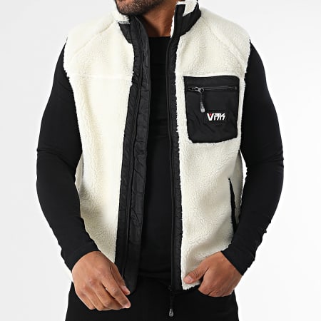 Vrunk - Veste Sans Manches Sherpa Ecru Noir