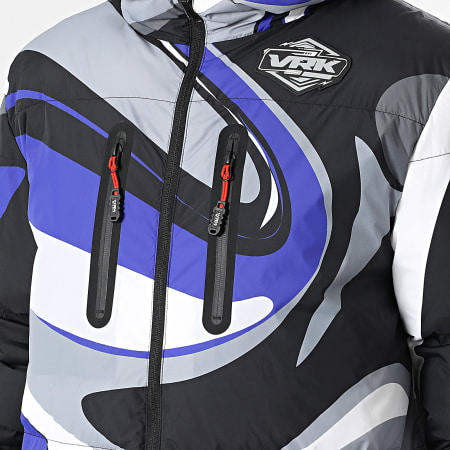 Vrunk - Doudoune Capuche Storm Bleu Roi Noir Blanc Gris