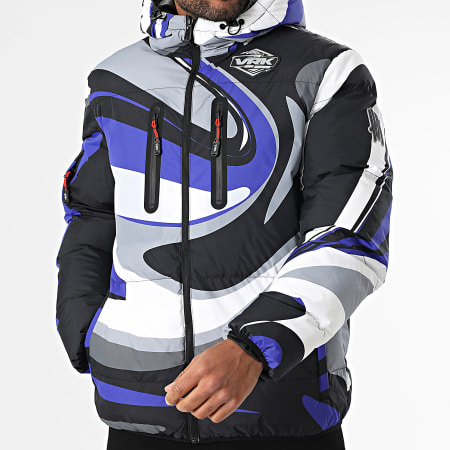 Vrunk - Doudoune Capuche Storm Bleu Roi Noir Blanc Gris