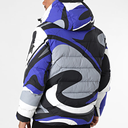 Vrunk - Doudoune Capuche Storm Bleu Roi Noir Blanc Gris