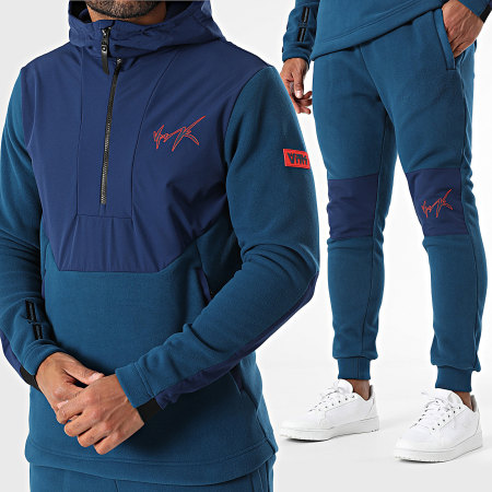 Quad Seven Set Da Jogging In Pile Per Ragazzo: 4 Pezzi Con Felpa Con Cappuccio E Pantaloni Cargo, Taglia 12-14, Blu Navy/Antracite