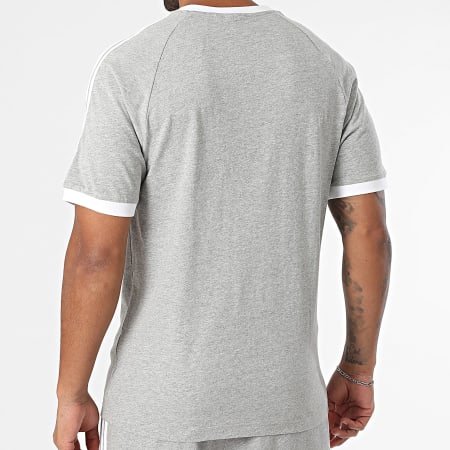 Adidas Originals - Ensemble Tee Shirt Et Short Jogging A Bandes 3 Stripes IA4848 IU2340 Gris Chiné