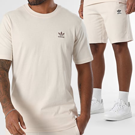 Adidas Originals - Ensemble Tee Shirt Et Short Jogging Trefoil Essential JC9991 IY8518 Beige
