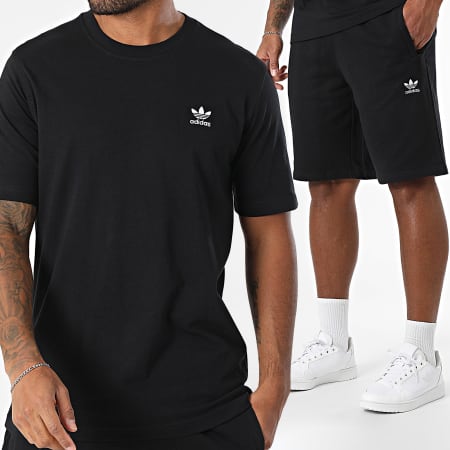 Adidas Originals - Ensemble Tee Shirt Et Short Jogging Trefoil Essential JI8545 IY8520 Noir