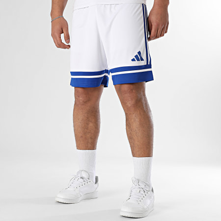 Adidas Sportswear - Short Jogging Squa 25 JH3409 Blanc Bleu Roi