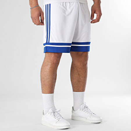 Adidas Sportswear - Short Jogging Squa 25 JH3409 Blanc Bleu Roi