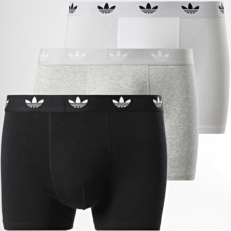 Adidas Originals - Lot De 3 Boxers JK3870 Blanc Gris Chiné Noir