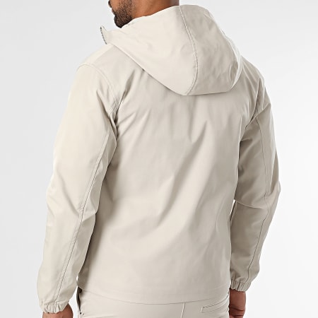 Frilivin - Conjunto Chaqueta Con Cremallera Capucha Y Pantalón Cargo 506 Beige