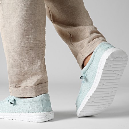 LBO - Mocassins Toile 0004 Bleu Clair Turquoise Chiné