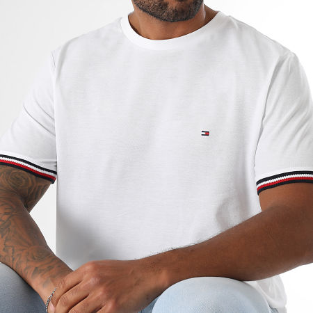 Tommy Hilfiger - Tee Shirt Global Stripe Cuff 8630 Blanc