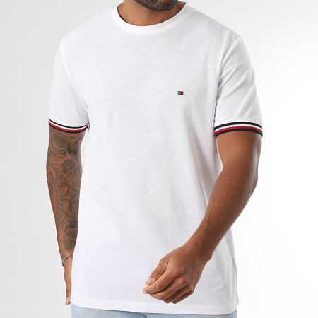 Tommy Hilfiger - Tee Shirt Global Stripe Cuff 8630 Blanc