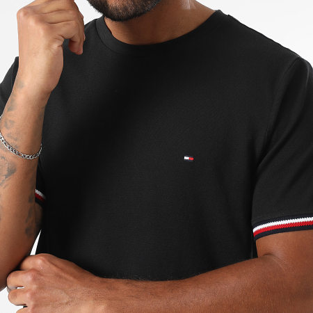 Tommy Hilfiger - Tee Shirt Global Stripe Cuff 8630 Noir