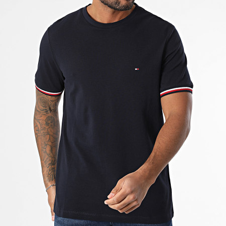 Tommy Hilfiger - Tee Shirt Global Stripe Cuff 8630 Bleu Marine