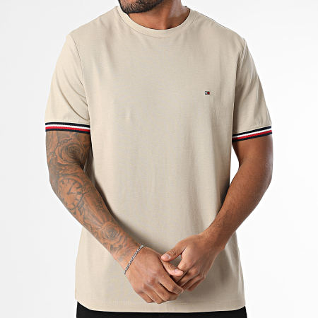 Tommy Hilfiger - Tee Shirt Global Stripe Cuff 8630 Beige