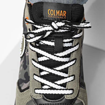 Colmar - Zapatillas Travis Camu 077 Verde Militar Negro Naranja Camuflaje