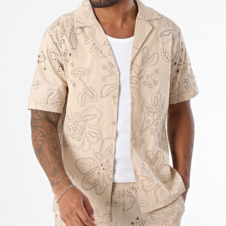 Uniplay - Ensemble Chemise Manches Courtes Et Pantalon Ajouré 129 Beige