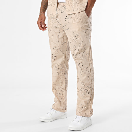Uniplay - Ensemble Chemise Manches Courtes Et Pantalon Ajouré 129 Beige
