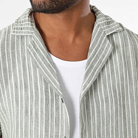 Uniplay - Short Sleeve Shirt And Trouser Set Stripes Khaki Green Mottled White