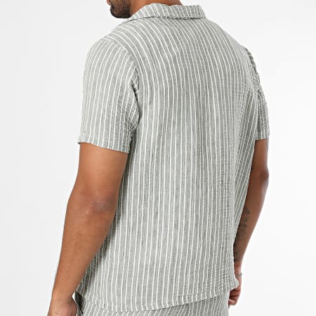 Uniplay - Short Sleeve Shirt And Trouser Set Stripes Khaki Green Mottled White