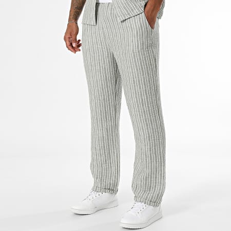 Uniplay - Short Sleeve Shirt And Trouser Set Stripes Khaki Green Mottled White