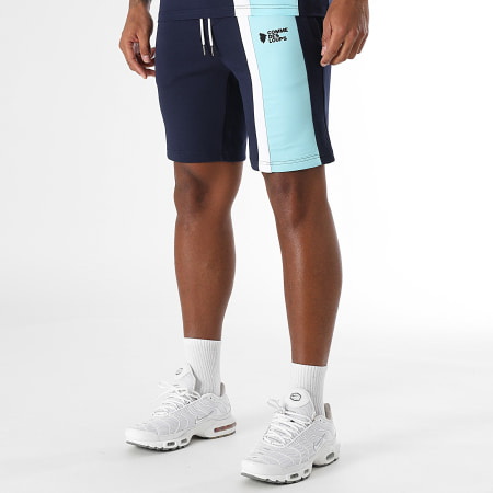Comme Des Loups - Short Jogging Amalfi Bleu Marine Bleu Clair Blanc