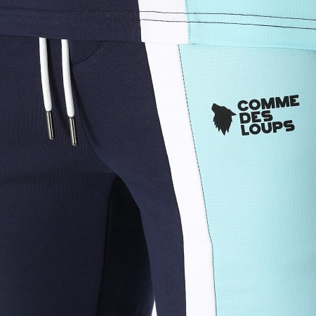 Comme Des Loups - Short Jogging Amalfi Bleu Marine Bleu Clair Blanc